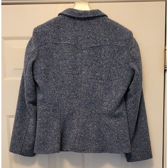 Vintage Liz Claiborne Blue Tweed Fitted Jacket Blazer Size M - Picture 15 of 16